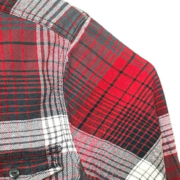 Mossimo Supply Co Womens Flannel Shirt Sz S/P Petite Small Button Down Red Plaid - Picture 5 of 10